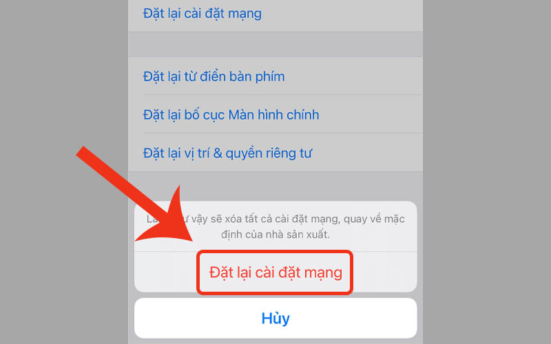 Đặt lại c&agrave;i đặt mạng iPhone