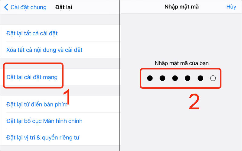  Nhấn v&agrave;o Đặt lại c&agrave;i đặt mạng