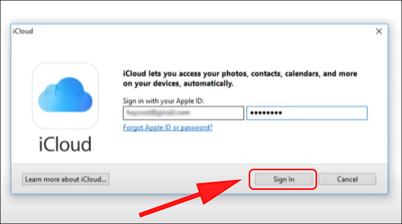 Đăng nhập tài khoản iCloud