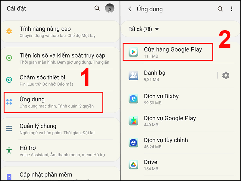 Tìm đến Cửa hàng Google Play