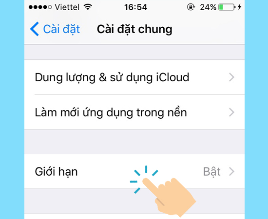 T&igrave;m đến v&agrave; chọn thư mục Giới hạn