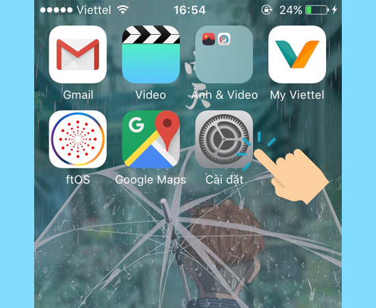 Mở ứng dụng c&agrave;i đặt