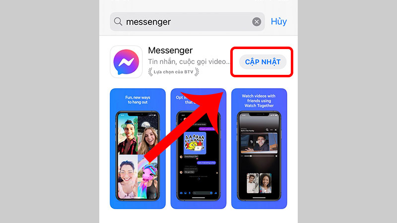 Cập nhật ứng dụng Messenger trên iPhone