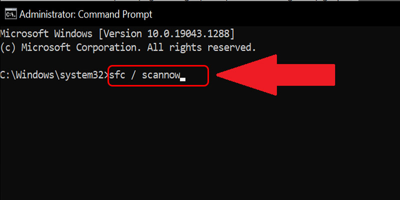 G&otilde; sfc / scannow v&agrave;o cửa sổ Command Prompt