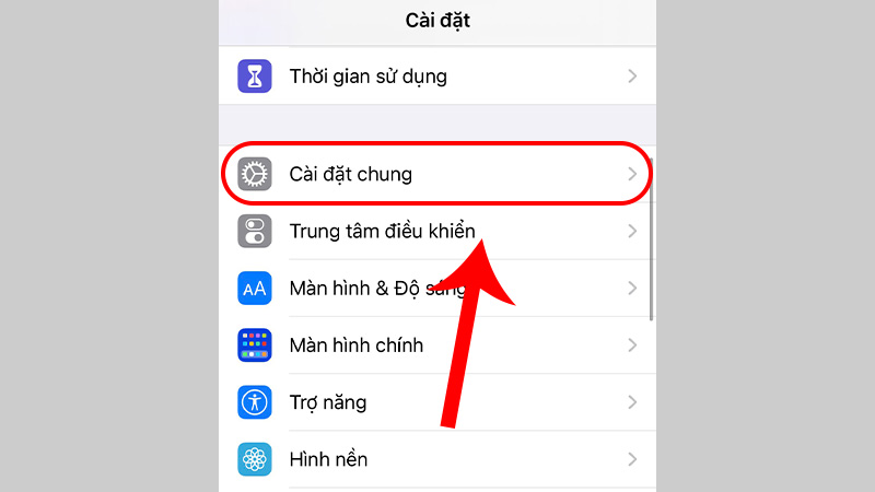 Vào Cài đặt và chọn Cài đặt chung