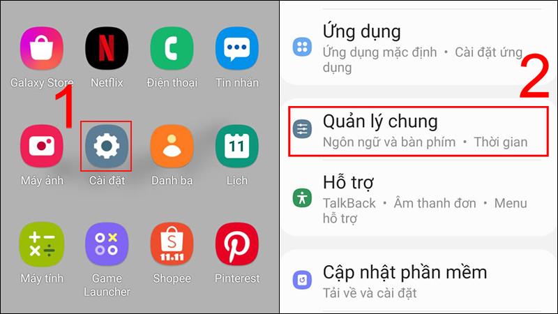 Vào mục Quản lý chung