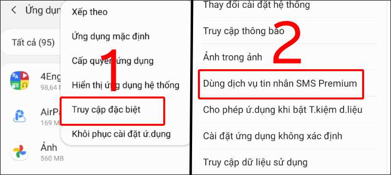 Nhấn chọn Dùng dịch vụ tin nhắn SMS Premium