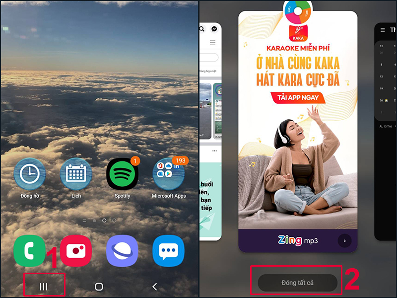 Chọn Đ&oacute;ng tất cả để đ&oacute;ng c&aacute;c ứng dụng chạy ngầm