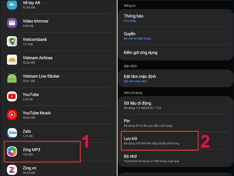 Bạn h&atilde;y truy cập mục Lưu trữ của ứng dụng