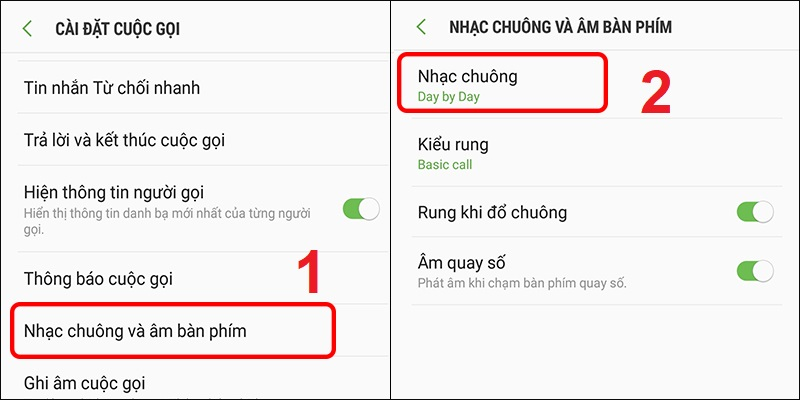 Cài đặt nhạc chuông và âm bàn phím