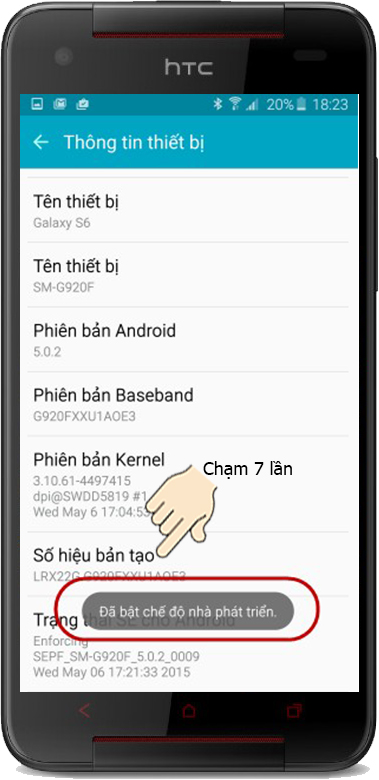 Chạm số hiệu bản tạo 7 lần để k&iacute;ch hoạt