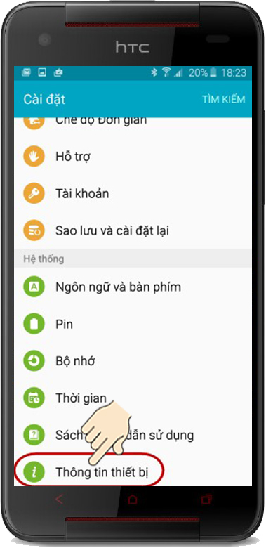 Chọn th&ocirc;ng tin thiết bị