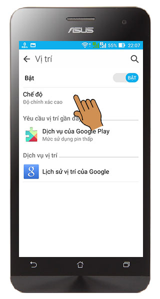 Chọn chế độ định vị