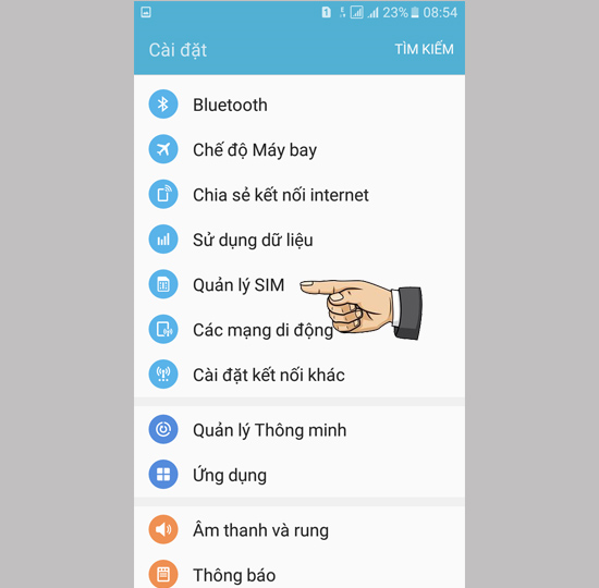 Vào quản lý sim