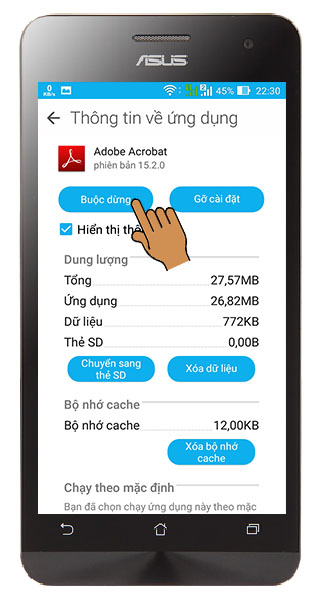 Buộc dừng ứng dụng