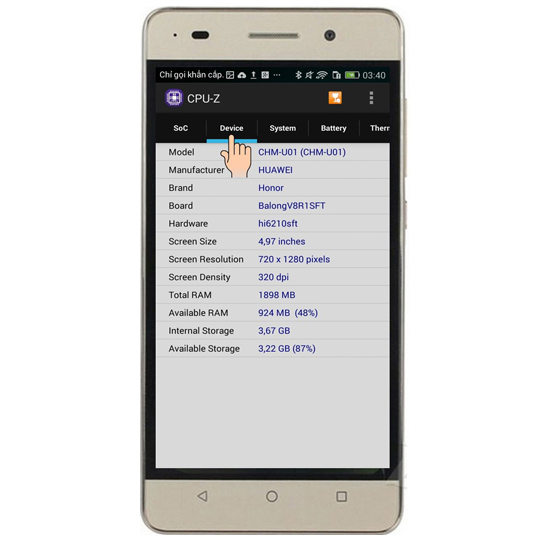Test CPU - Z trên Huawei Honor 4C 
