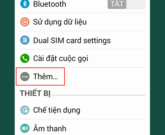 Bước 3: Trở về Cài đặt > Thêm.