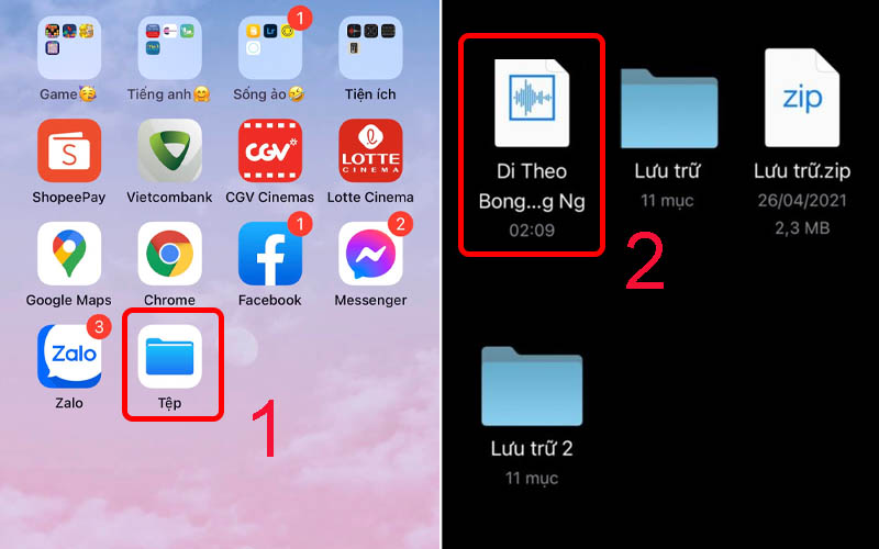 Chọn file bài hát vừa tải về