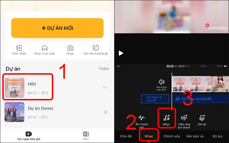 Tiến hành thêm nhạc cho video
