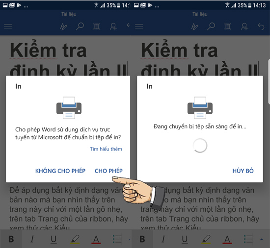 Cho phép máy in được kết nối