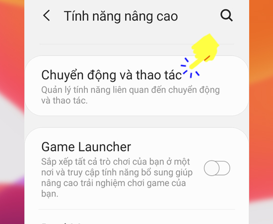 Bước 3: Kế tiếp bạn vào Chuyển động và thao tác.