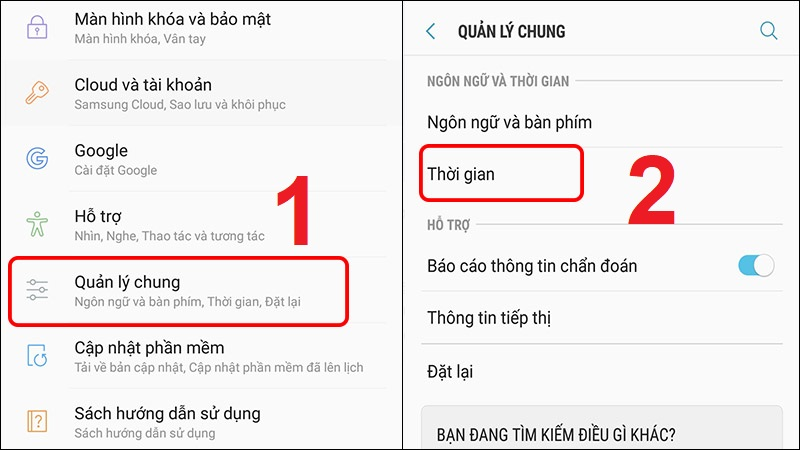 Vào Cài đặt và tìm chọn mục Thời gian