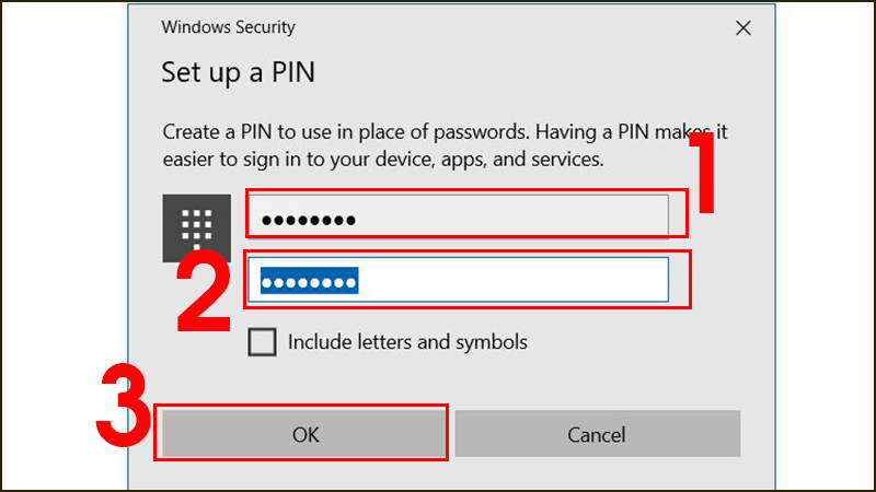 Thiết lập mã PIN cho máy tinh Windows 10