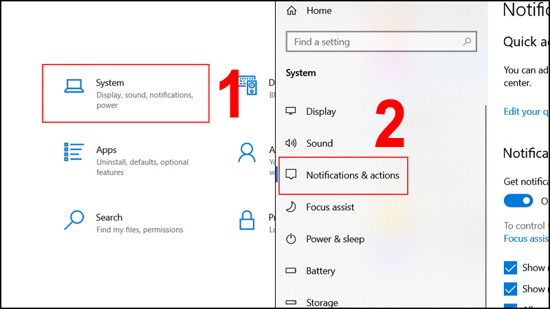 Notification & actions