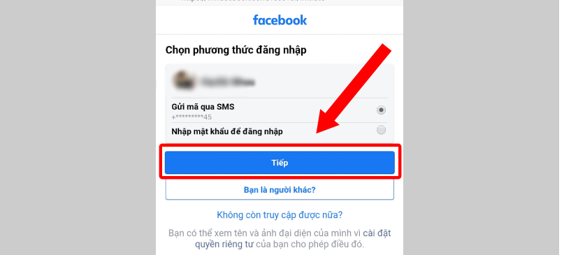 Nhận mã qua SMS