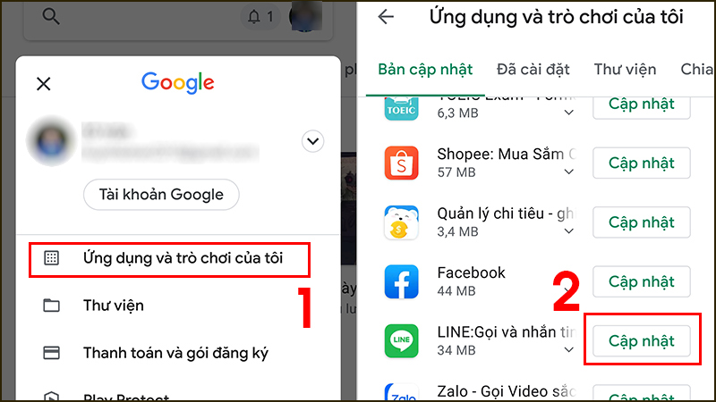 Cập nhật ứng dụng LINE