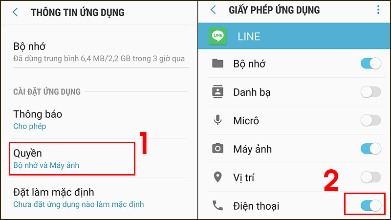 Bật quyền thông báo điện thoại cho LINE