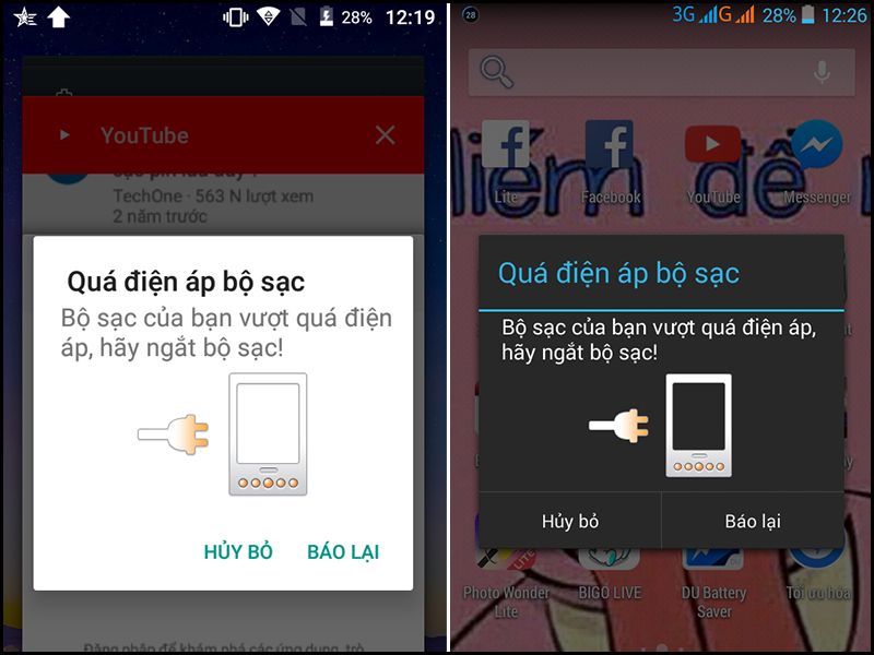 Th&ocirc;ng b&aacute;o điện &aacute;p bộ sạc điện thoại qu&aacute; cao