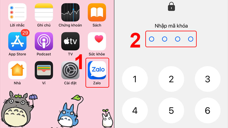 Nhập mật khẩu để mở ứng dụng Zalo