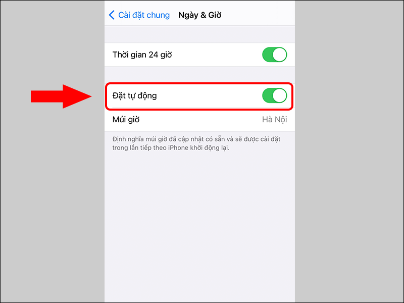 Cài đặt giờ tự động trên iPhone