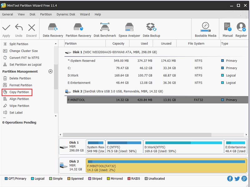  Chức năng sao chép phân vùng của MiniTool
