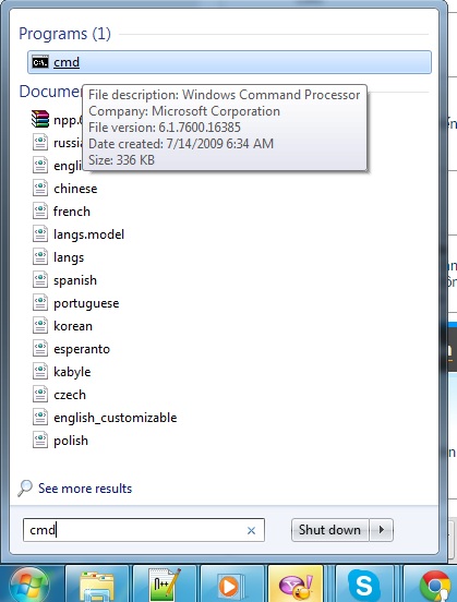 Trước tiên các bạn mở CMD lên bằng cách vào Start gõ 