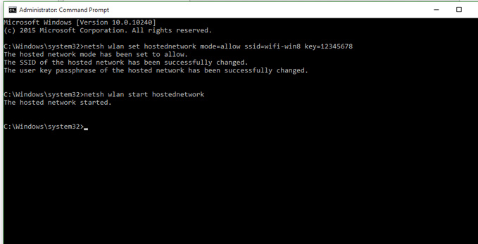 Bạn nhập tiếp d&ograve;ng lệnh dưới đ&acirc;y để ph&aacute;t s&oacute;ng WiFi rồi nhấn Enter