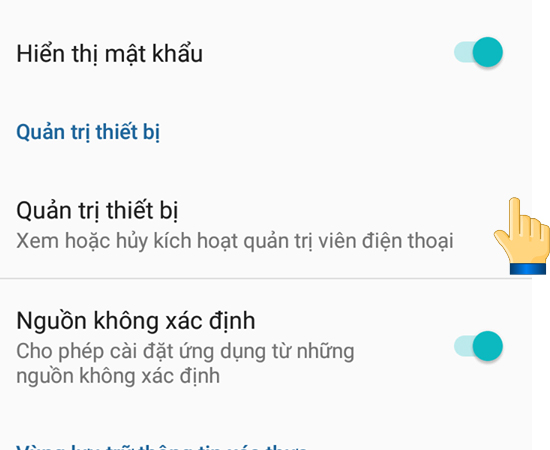 Bạn chọn Quản trị viên thiết bị.