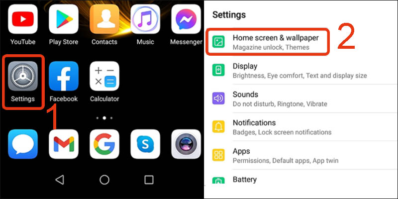 Vào Settings rồi chọn Home screen & wallpaper