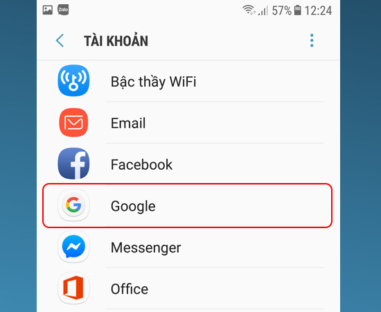 Bước 4: Tại đây bạn chọn Google