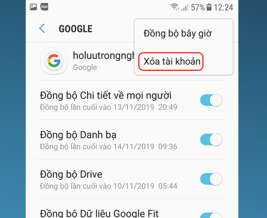 Bước 6: Sau đó bạn chọn Xóa tài khoản.