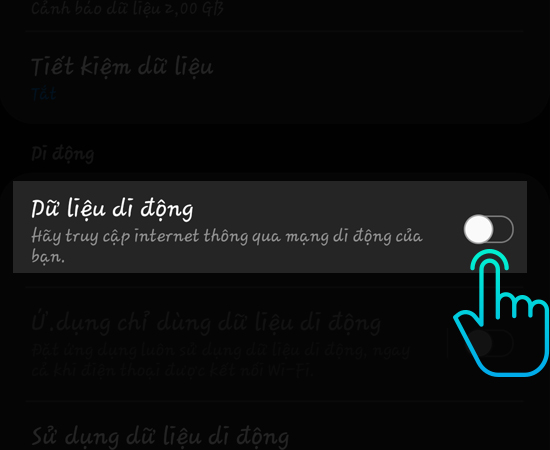 Dữ liệu di động > Bật