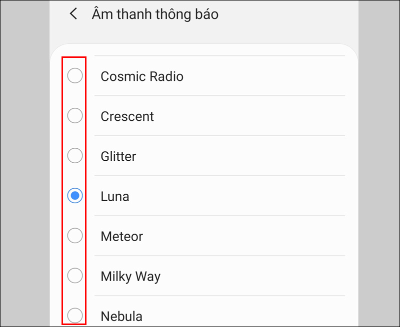 Chọn âm thanh thông báo 