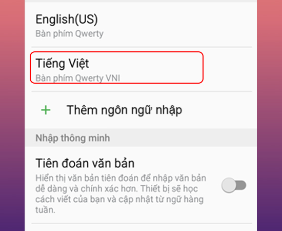Chọn ngôn ngữ nhập