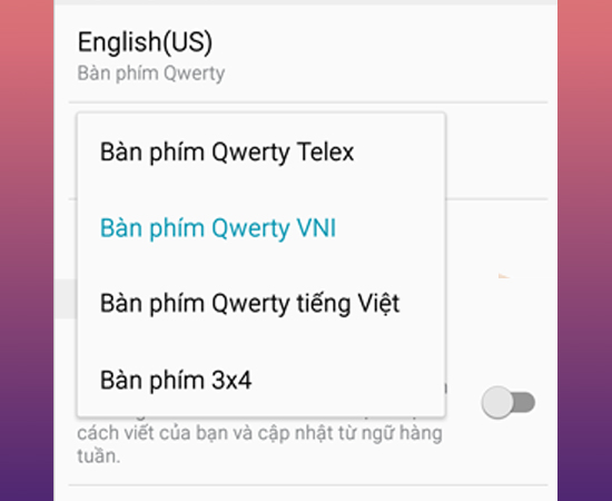 Chọn loại bàn phím