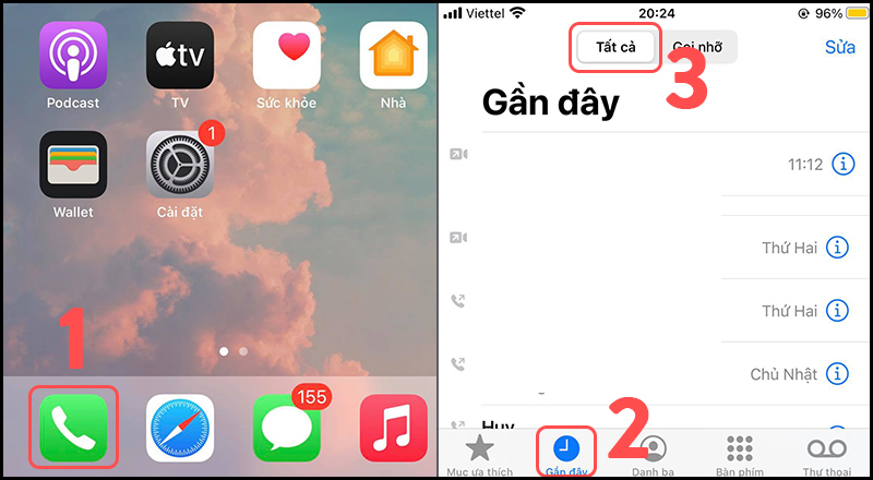 Xem tại mục tất cả lịch sử cuộc gọi
