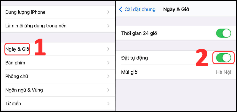 Chọn Đặt tự động
