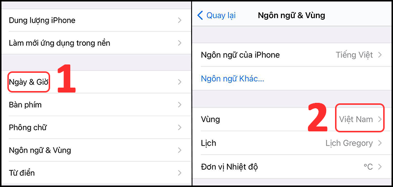 Thay đổi khu vực trên thiết bị IOS