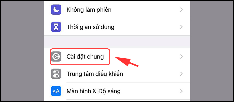 Chọn Cài đặt chung