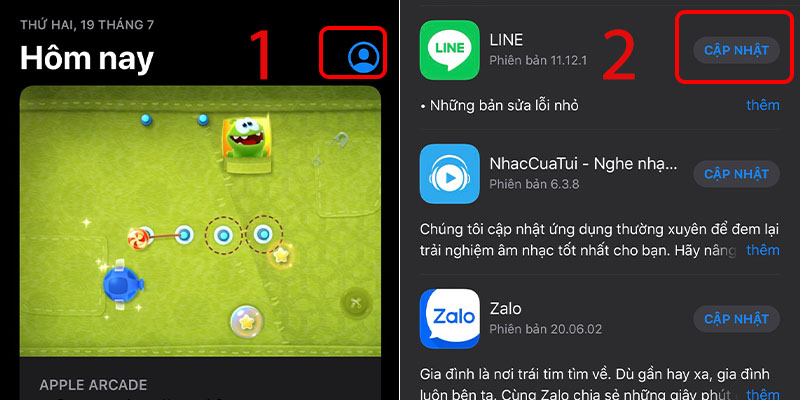 Vào Tài khoản kiểm tra phiên bản cập nhật mới